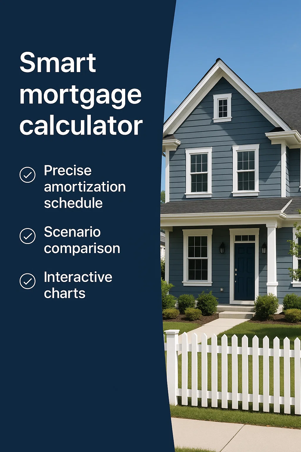 Mortgage app preview on a house background